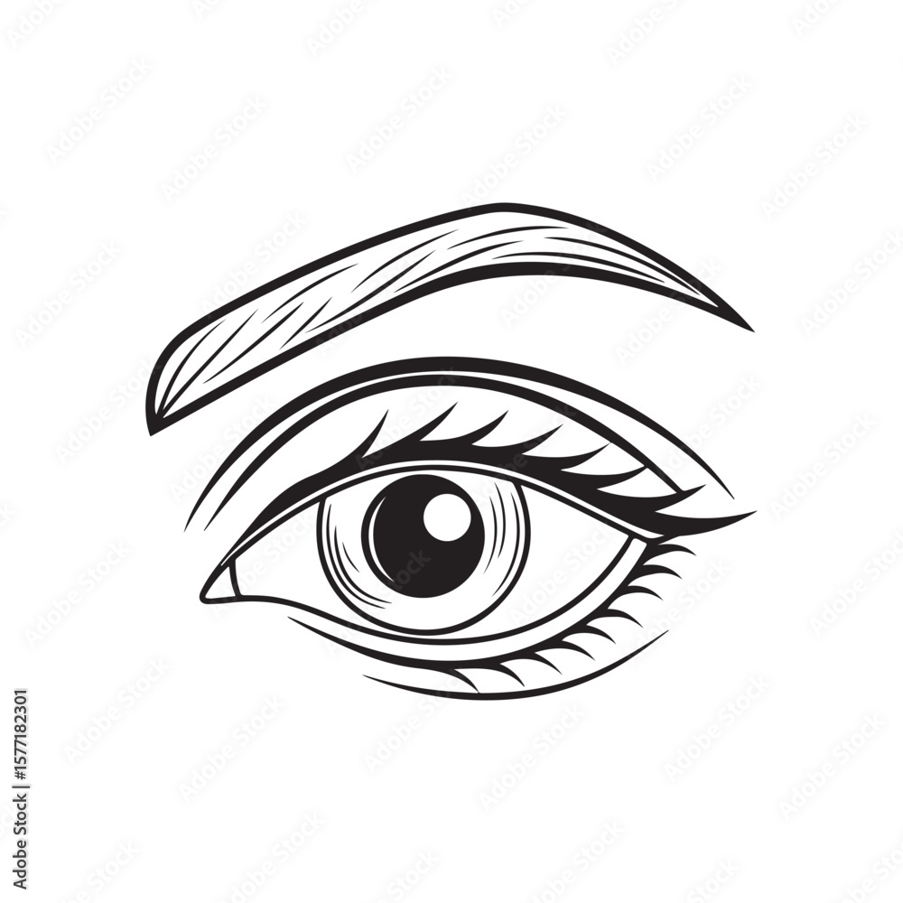 Fototapeta premium Stylized human eye and eyebrow iris pupil
