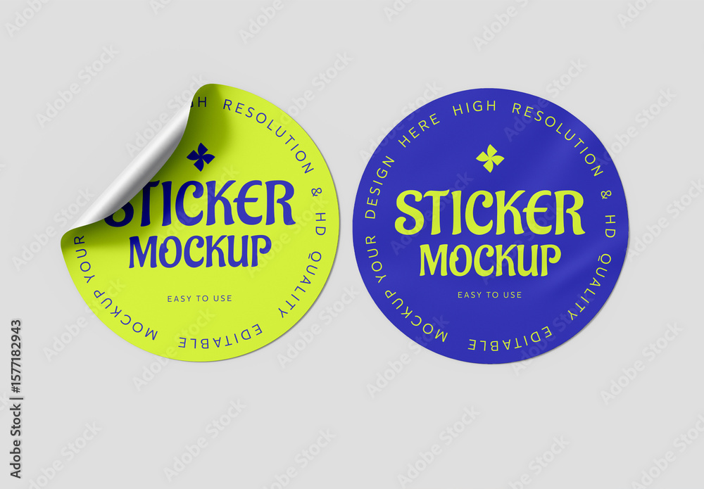Circle Sticker Mockup Template Stock Template | Adobe Stock
