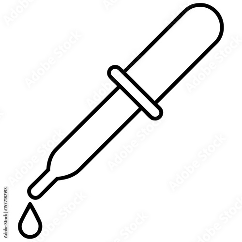 Dropper pipette black line art icon on white background.