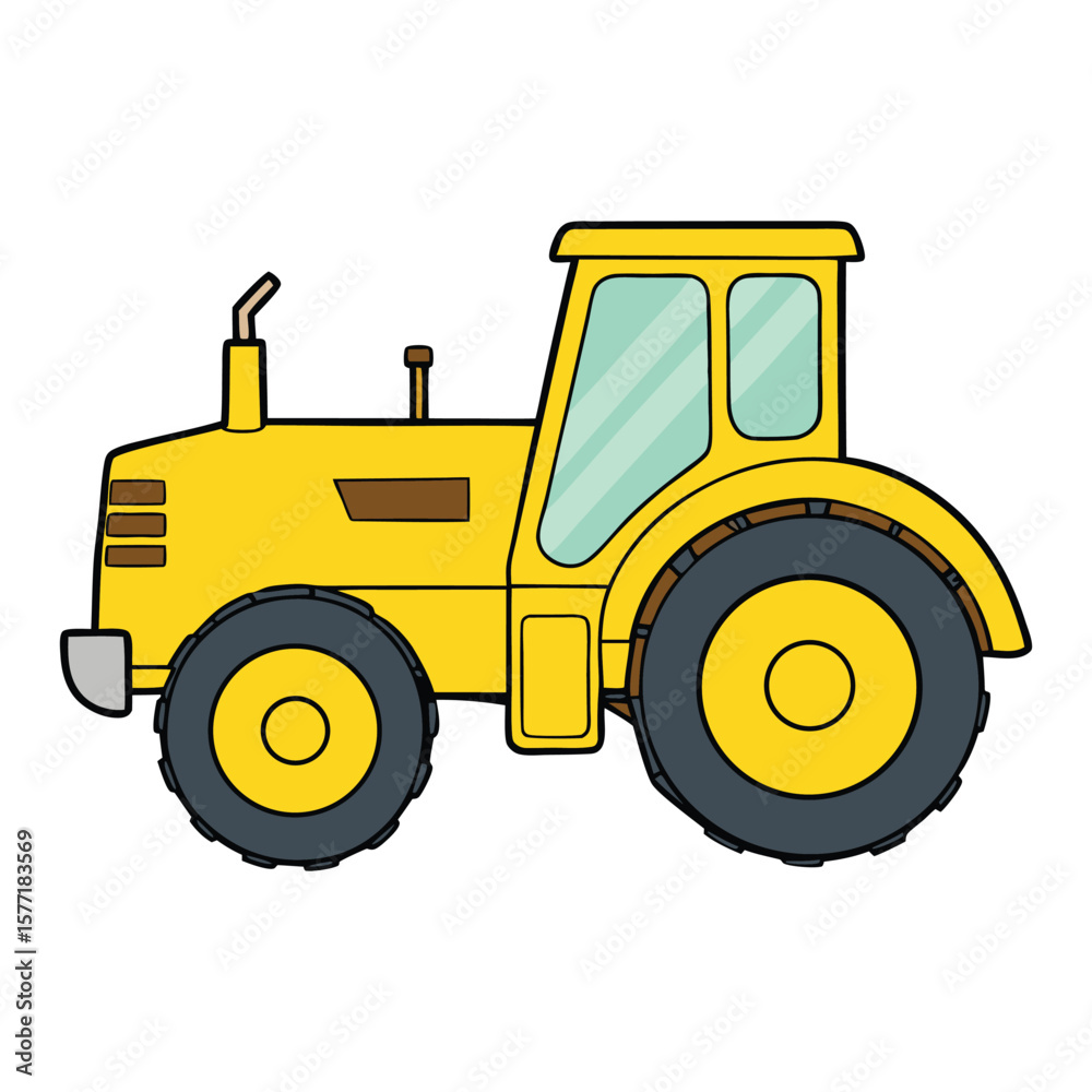 Obraz premium Yellow tractors are powerful farming machines known for their bright color, durability, and efficiency in plowing, planting, and harvesting crops across diverse terrains. 