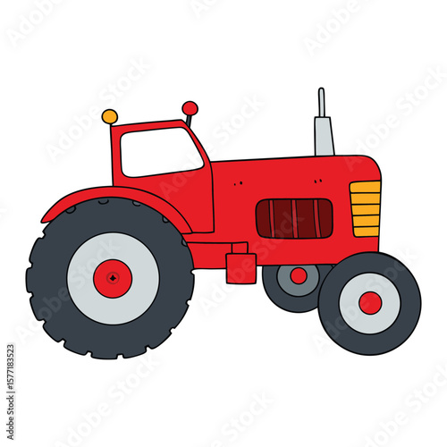 A classic vintage red farm tractor with rustic charm, detailed metalwork, large tires, and timeless design—perfect for old-school farming nostalgia.
