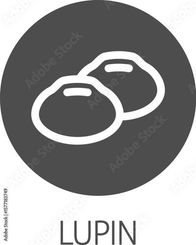 A lupin bean legume food icon concept. Possibly an icon for the mustard allergen or allergy.