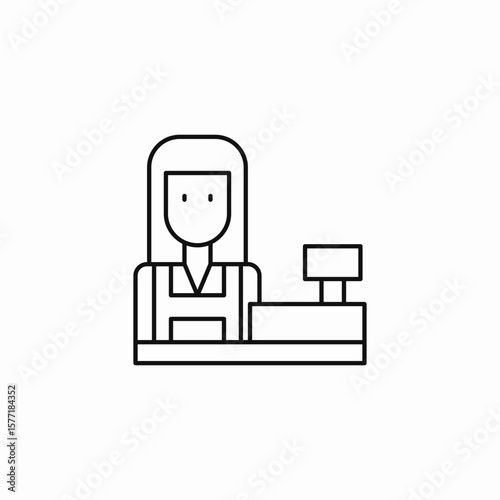 female cashier standing icon sign vector