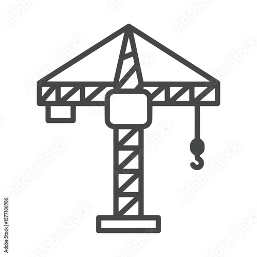 Tower Crane Icon Construction Equipment Outline Vector Design