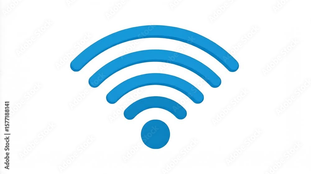 Animated Blue Wi-Fi Symbol Rotation on White Background, Internet and Wireless Technology Concept Animated Blue Wi-Fi Symbol Rotation on White Background, Internet and Wireless Technology Concept