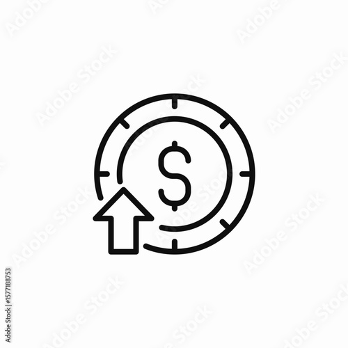 dollar increase up icon sign vector