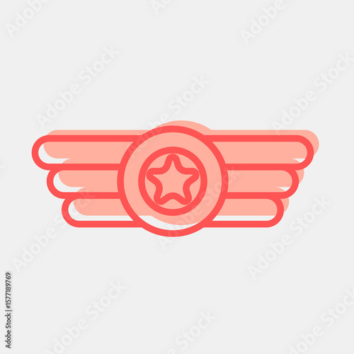 Icon badge. Military and war elements. Icon in two tone style.