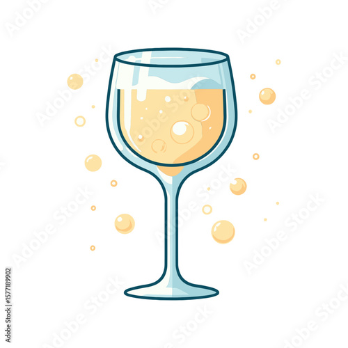 This image features a stylized glass of white wine with bubbles, ideal for websites or blogs about beverages, celebrations, dining, or events.

