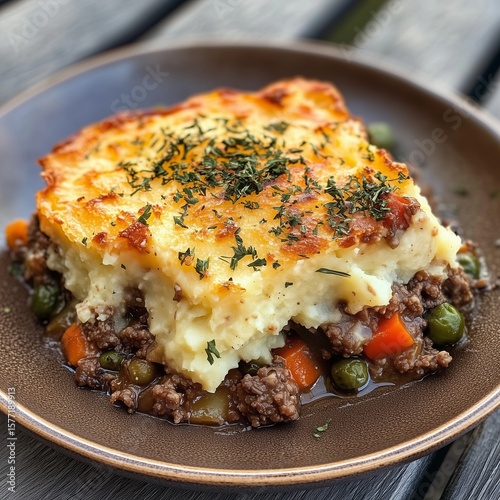Delicious shepherds pie features a layer of creamy mashed cauliflower atop seasoned ground meat mixed with peas and carrots. This comforting dish offers a healthier take on the classic recipe.