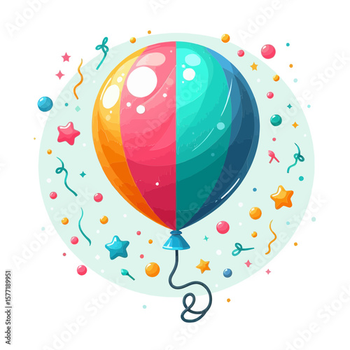 This vibrant, multicolored balloon with confetti is perfect for websites and blogs celebrating birthdays, parties, events, or any festive occasion.


