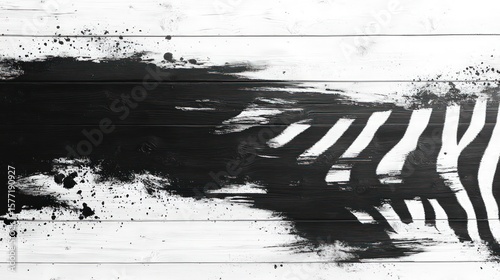 Zebra print on white wooden planks