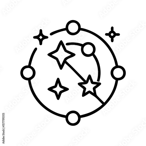 Abstract astrological chart design featuring stars and planets, concept of icon, magic, esoteric  