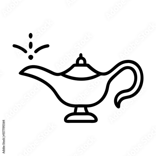 Magic lamp with steam symbolizing icon, magic, esoteric  