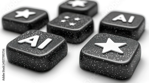 3D rendered square buttons with symbols