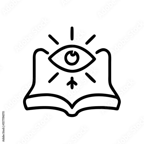 Open book with eye symbol representing concept of icon, magic, esoteric  