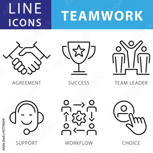 Line Icons Teamwork vector illustrator file4