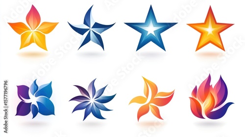 Colorful star-shaped graphic elements