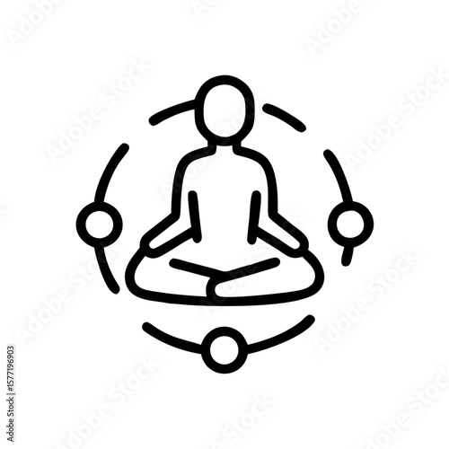 Person meditating in a circular design representing icon, magic, esoteric  
