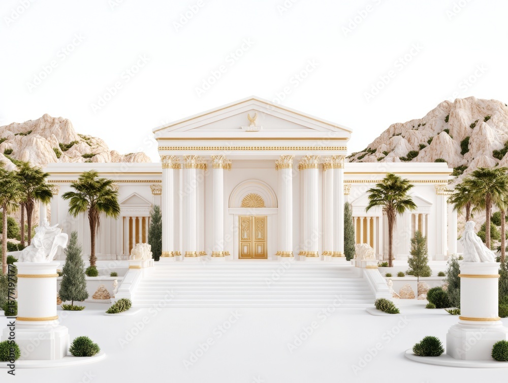 Obraz premium Grand White Mansion on a Hilltop