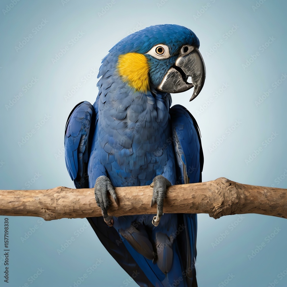 Obraz premium Vibrant blue parrot perched on a branch.