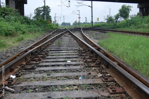 railroad tracks in the countryside