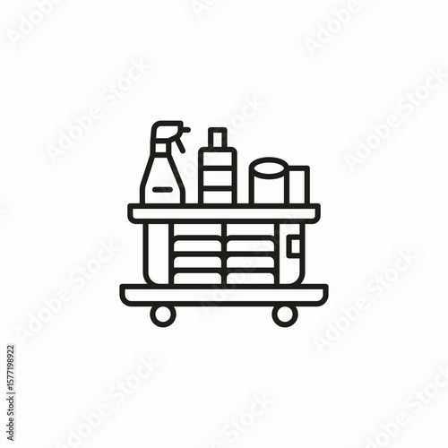 cleaning supplies cart icon sign vector