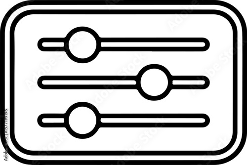 Simple black and white icon of three horizontal sliders with circular knobs