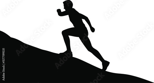 Uphill Runner Silhouette: Determination, Challenge, and Progress in Motion