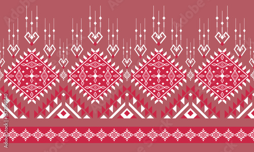 Geometric ethnic seamless pattern pink and light pink background design for carpet ,fabric, wrapping paper, clothing, curtain, tiles,textiles,batik, texture and wallpaper. Vector background.
