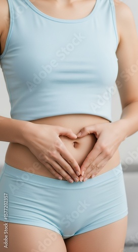 Wallpaper Mural Woman Showing Self-Love and Body Positivity Hands Forming Heart Shape on Stomach Torontodigital.ca