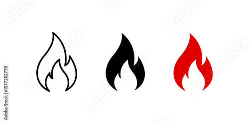 Fire icons. Fire icons in simple style