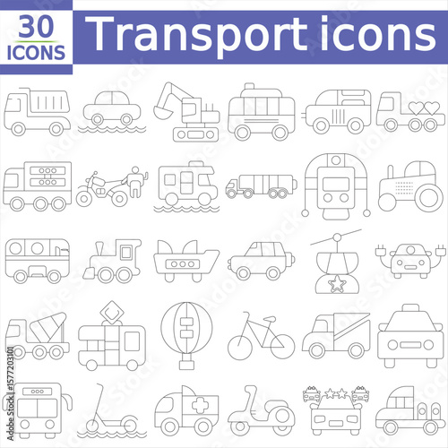Transport and vehicle icons set