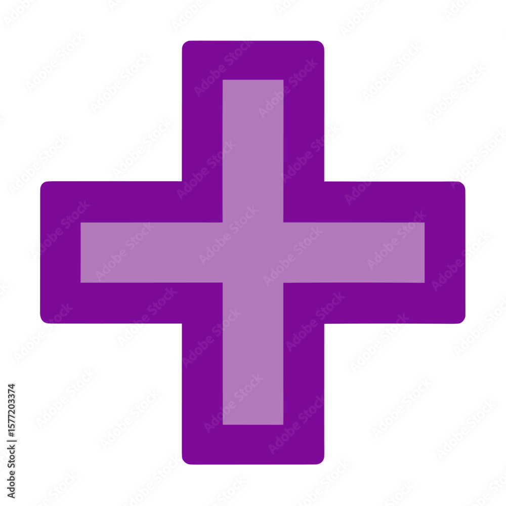 Obraz premium A simple purple plus symbol graphic design element isolated on a clean white background for various uses isolated on white background