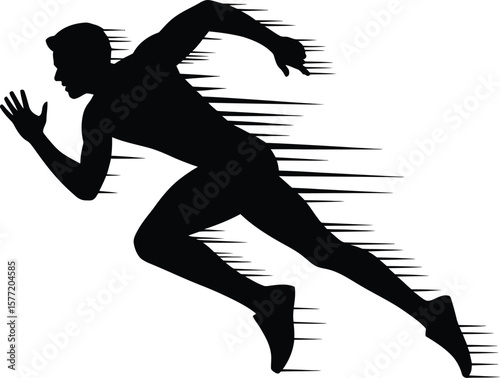Dynamic Sprinter Silhouette: Speed, Motion, and Athleticism Stock Image