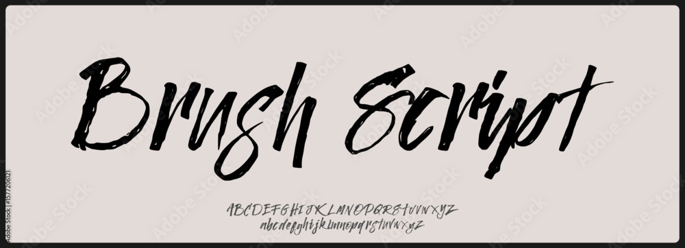Brush script vector font with texture. Creative hand drawn uppercase and lowercase. Classic lettering fashion designs Typography script decorative vintage concept vector illustration