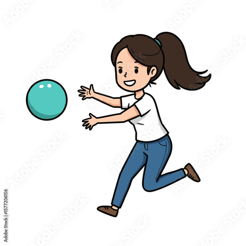 Girl kicking ball demonstrating soccer skills actively. Great for sports training, youth soccer, or athletic programs.