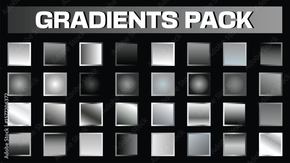 Silver Gradients Vector Pack Shimmering Black White Gray Metallic Textures for Design and Artistic