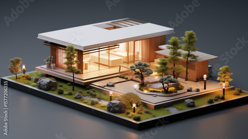 a house  model on  board