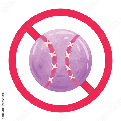 No baseball ball sign, forbidden baseball sign, isolated vector art
