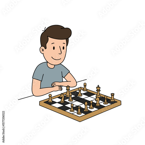 Man playing chess with strategic concentration. Perfect for illustrating strategic thinking, competitive games, and intellectual challenges.
