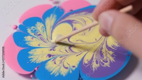 Marbling Paint Art with Fine Brush