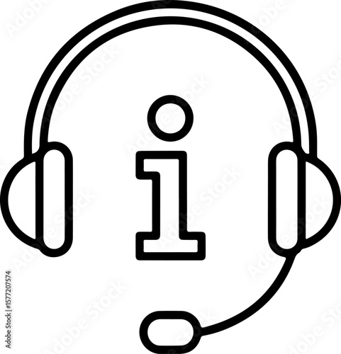 Headset with information symbol for customer support and assistance