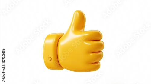 3D Thumbs Up Hand Gesture Emoji on White Background for Social Media Day, Live Stream Cheering and Digital Approval Sticker