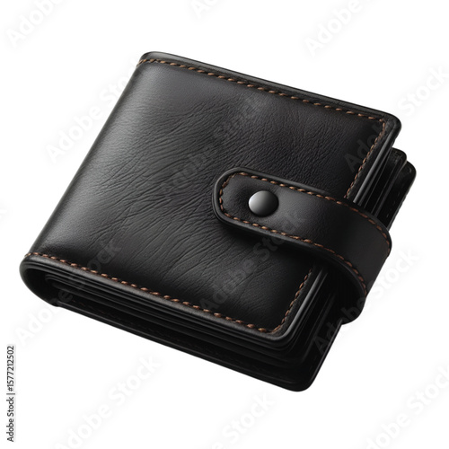 a black leather wallet vector