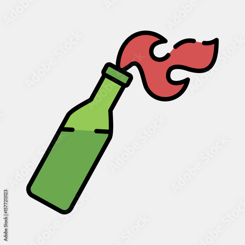Icon molotov cocktails. Military and war elements. Icon in filled line style.