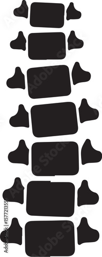 Stylized graphic representation of a human spine with vertebrae and discs