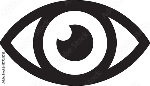 Simple dark blue eye icon on a clean white background