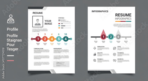 Modern infographic resume templates showcasing professional experience and skills using a clean, minimalist design.