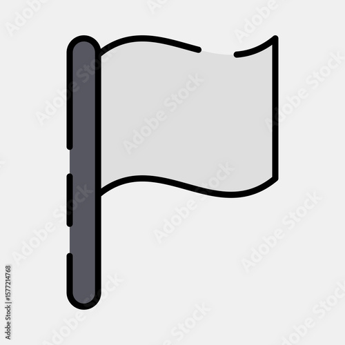 Icon surrender flag. Military and war elements. Icon in filled line style.