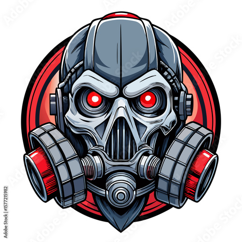 Futuristic Skull Gas Mask Illustration Cyberpunk Toxic Mask Character